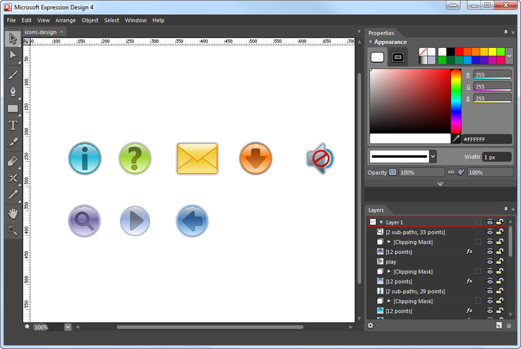 Microsoft Expression Design Workspace (2012)